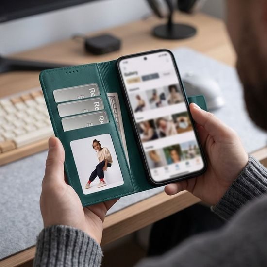 Tech-Protect Wallet Hülle für Xiaomi Redmi Note 17 Pro 5G - Kunstleder Schutzhülle mit Kartenfach - Grün
