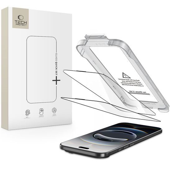 Tech-Protect Σκληρυμένο γυαλί Quick Set+, iPhone Air, μαύρο, 2 τεμάχια