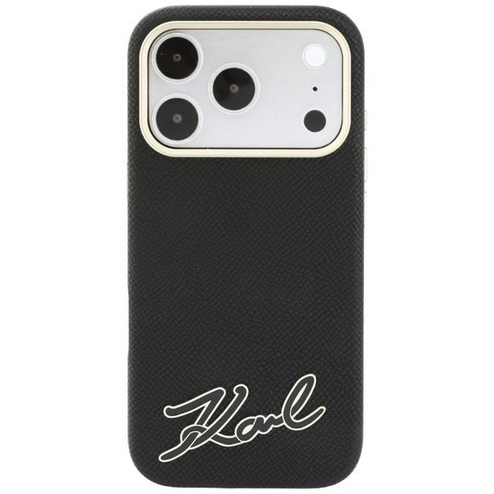 Karl Lagerfeld Grained Leather Resin Sign Logo MagSafe ümbris iPhone 17 Pro Max / 18 Pro Max – must