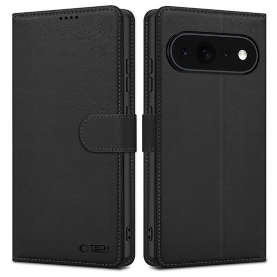 Tech-Protect Schutzhülle für Google Pixel 11 / 11 Pro - Gesteppte Wallet Hülle mit Magnetverschluss - Schwarz