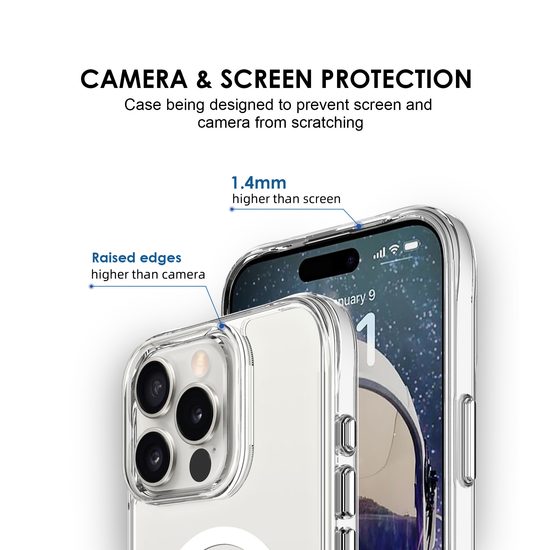 JP MagFit MagSafe Θήκη με Πιστοποίηση 3M SGS, iPhone 16 Pro, Διάφανη