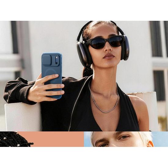 Husă Suritch AirBounce Bumper MagSafe cu Suport și Protecție Cameră, iPhone 17 Pro Max / 18 Pro Max, albastru deschis