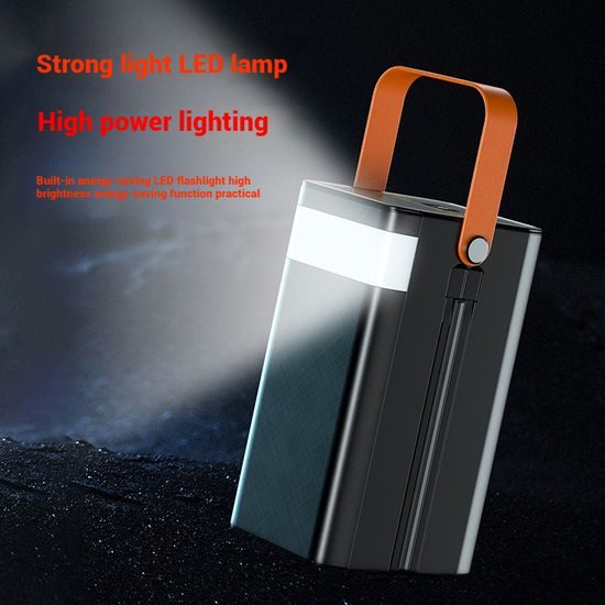Powerbank 120.000 mAh, 22.5W PD, 4 USB + 2 καλώδια, LED φώτα, μαύρο
