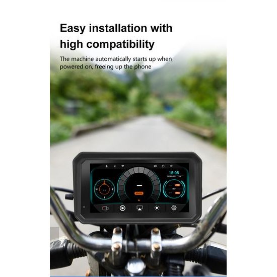 Motociklistički zaslon 6" s prednjom i stražnjom kamerom, GPS-om i TPMS-om te bežičnim Apple CarPlay i Android Auto