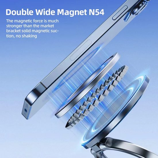 Μαγνητική βάση τηλεφώνου αυτοκινήτου 360° με βεντούζα και μαγνήτη ρουβιδίου, μαύρη, C46