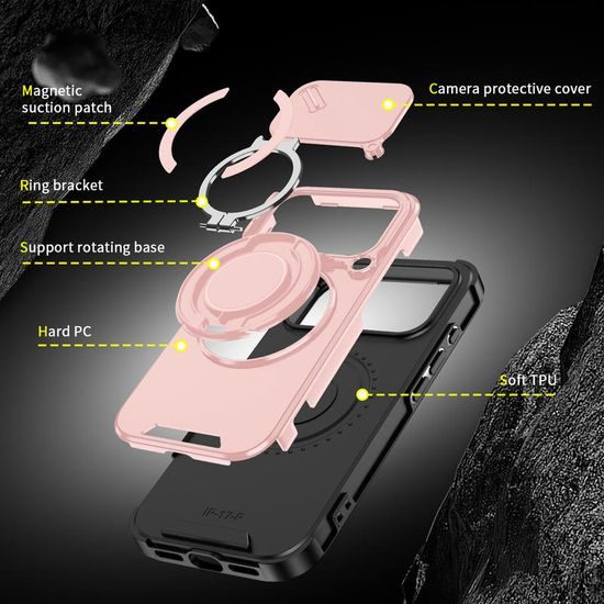 Camslide Stand etui, iPhone 18 Pro, rožnat