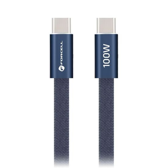 Cablu Forcell F-Energy USB-C - USB-C, QC4.0, PD, 5A, 100W, 1,2 m, albastru