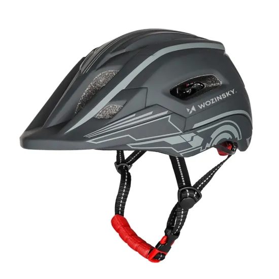 Casco da ciclismo per bambini Wozinsky con luce posteriore USB S, grigio