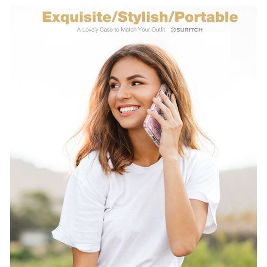 Samsung Galaxy S21 Ultra dėklas – Suritch 360 Marble – rožinė