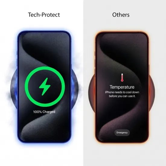Tech-Protect A51 ArcticBoost 3in1 Kabelloses MagSafe Ladegerät für Smartphone, Smartwatch & Earbuds - Qi 2.2 - 25W - Schwarz