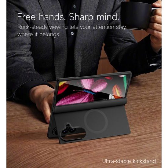 Samsung Galaxy Z Fold 8 Ultra vāciņš – Suritch MagSafe ar statīvu – melns