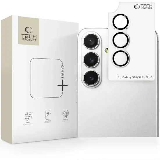 Tech-Protect Camring Fit+, sticlă pentru obiectivul camerei foto, Samsung Galaxy S26 / S26 Plus, transparent