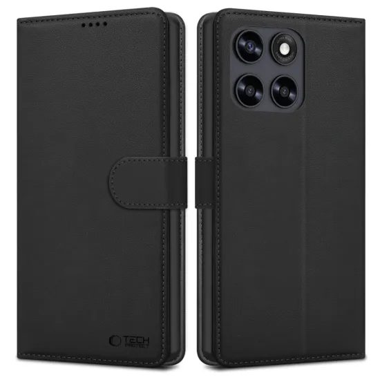 Tech-Protect Schutzhülle für Motorola Moto G67 / G77 - Elegantes gestepptes Case mit Magnetverschluss - Schwarz