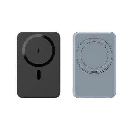 UltraThin MagSafe Powerbank 10000 mAh z vrtljivim stojalom, PD20W + 15W brezžično, srebrno siva