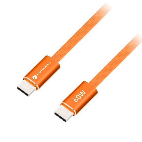 Cablu Forcell F-Energy USB-C - USB-C, QC4.0, PD, 3 A, 60 W, 1,2 m, portocaliu