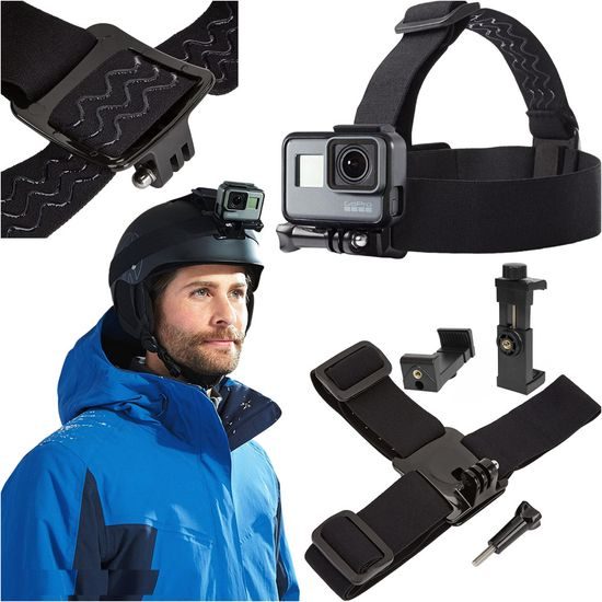 Alogie Kopfhalterung für Smartphone und Action Kamera - 2in1 Head Strap Mount - Schwarz