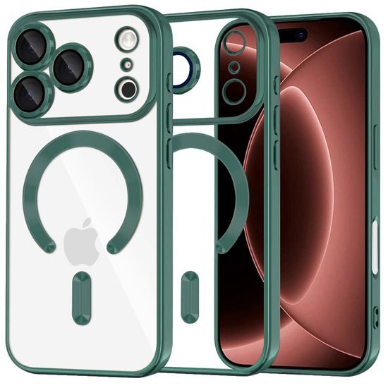 iPhone 17 Pro Max / 18 Pro Max ümbris – Techsuit Luxury Crystal MagSafe – tumeroheline