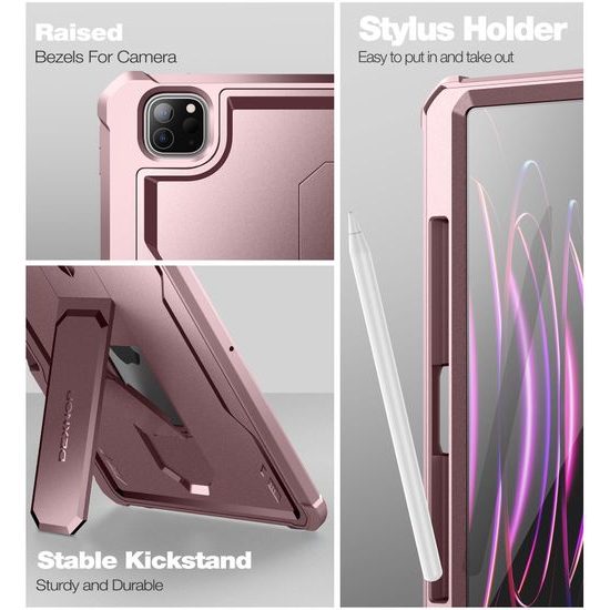 Dexnor 360 Kickstand etui za iPad Pro 12.9, 2020 / 2021 / 2022 (iPad Pro 4 / 5 / 6), roza
