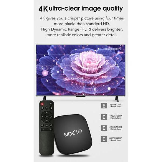MX10 Smart TV Box mit Android 7.1 - Multimedia Streaming Box - 1 GB RAM / 8 GB Speicher