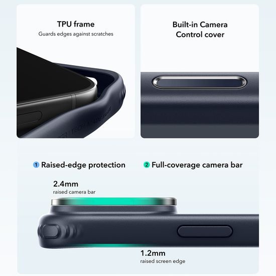 iPhone 17 Pro / 18 Pro vāciņš – ESR Classic Hybrid HaloLock ar statīvu – zils