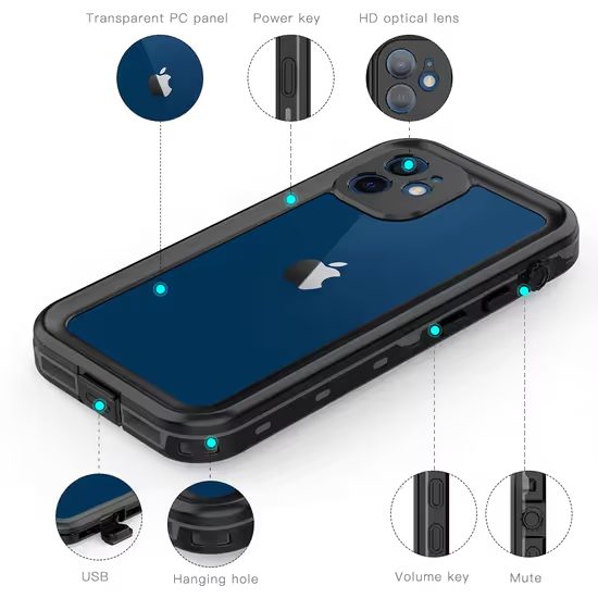 ShellBox IP68 tok, iPhone 12 Mini, fekete