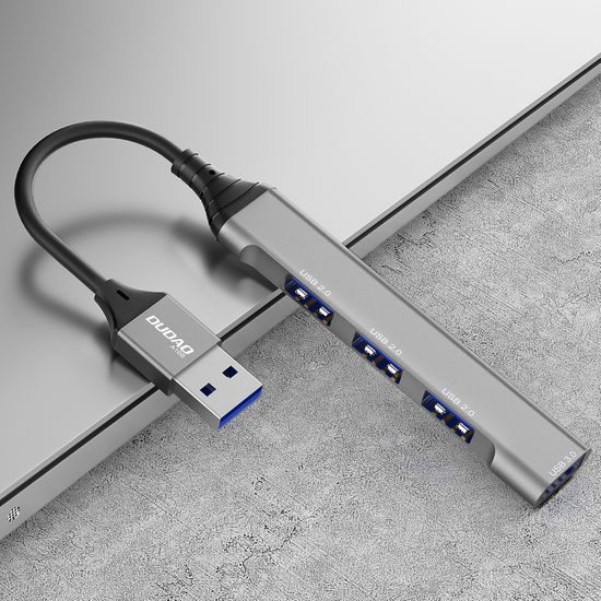 Dudao HUB A16B, 4v1, USB-A - 4x USB-A (3x USB2.0/USB3.0), 6,3 cm, čierny