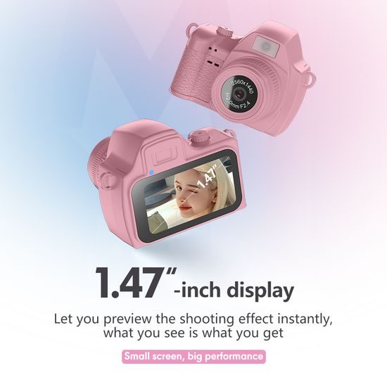 S161 Mini Kamera für Vlogging und TikTok - 1080P/2K Video - 1.47" Display - LED Licht - Gelb