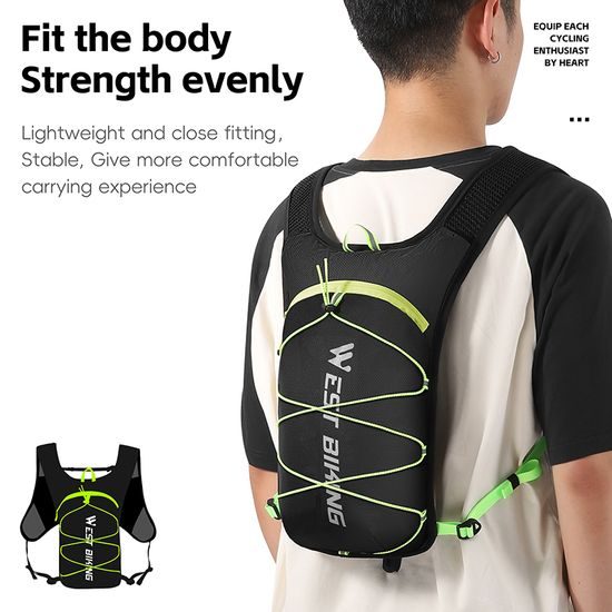 West Biking Multifunkcijski nahrbtnik z vodno vrečko, črno-zelen