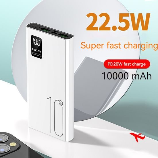 Powerbank 10000mAh, PD 22,5W, QC3.0, λευκό