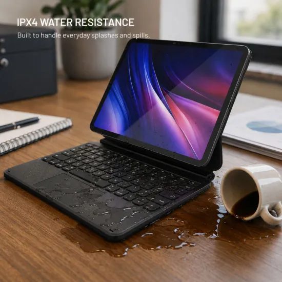 Tok vezeték nélküli billentyűzettel FIXED Typee Alu tabletre, Apple iPad Pro 11 2018 / 2020 / 2021 / 2022, iPad Air 4 10.9 2020 / Air 5 10.9 2022 / Air 6 11 2024 / Air 7 11 2025 / Air 8 11 2026, CZ, fekete