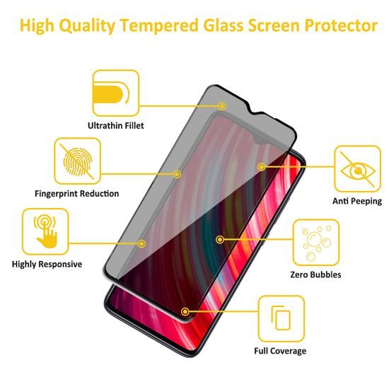 Folie sticlă securizată Privacy 5D, Xiaomi Redmi Note 8 Pro