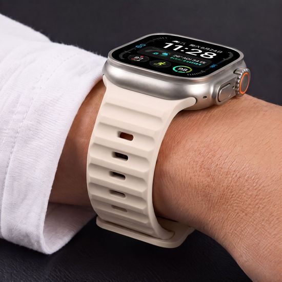 Tech-Protect Silicone Line řemínek, Apple Watch 8 / 9 / 10 / 11 / 12 / SE / Ultra (44 / 45 / 46 / 49 mm), béžový