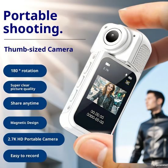 S83 Mini cameră magnetică 1080P, rotație 180°, ultra compactă, neagră