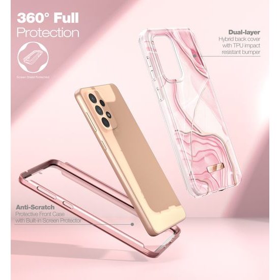 Samsung Galaxy S21 Ultra dėklas – Suritch 360 Marble – rožinė