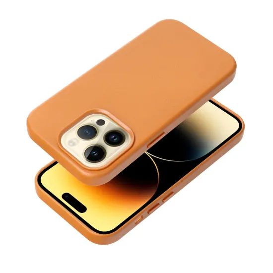 Bőr Mag Cover tok, iPhone 15 Plus, narancssárga