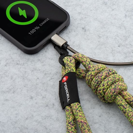 Forcell F-Design S10X165 Crossbody λουρί, πράσινο-ροζ-μωβ