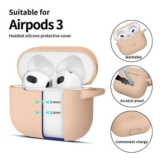 Tech-Protect Σιλικονική θήκη, Apple AirPods 3, μπεζ
