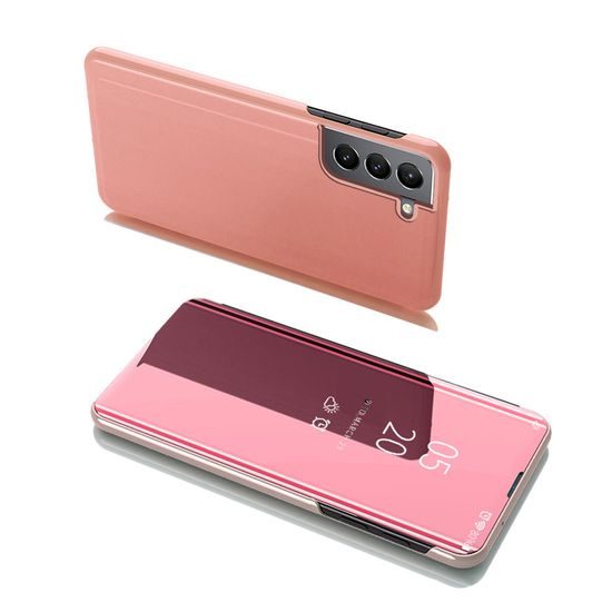 Husă Clear View roz pentru telefon Samsung Galaxy S22 Plus