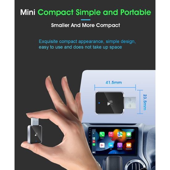 Ασύρματος Προσαρμογέας για CarPlay και Android Auto, Plug & Play, Αλουμίνιο, CA19