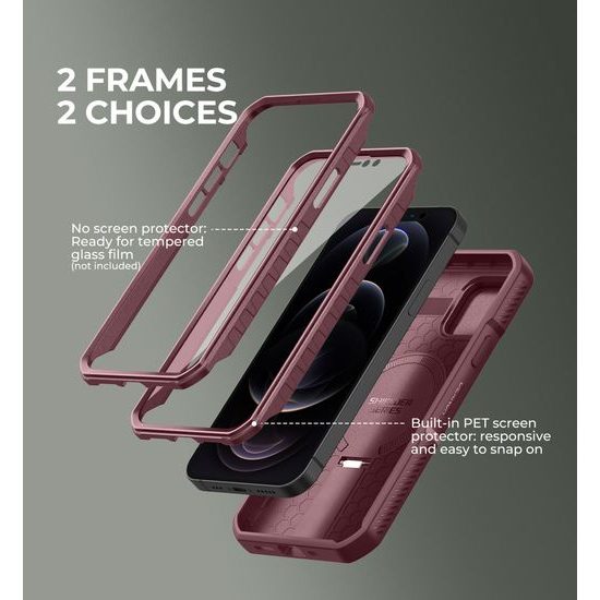 Dexnor MagSafe 360 Στήριγμα Προστατευτική Θήκη iPhone 12 / 12 Pro, μπορντό