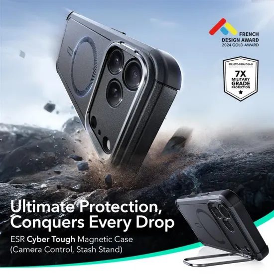 ESR Cyber Kickstand MagSafe Hoesje - iPhone 17 Pro - met Standaard - Zwart
