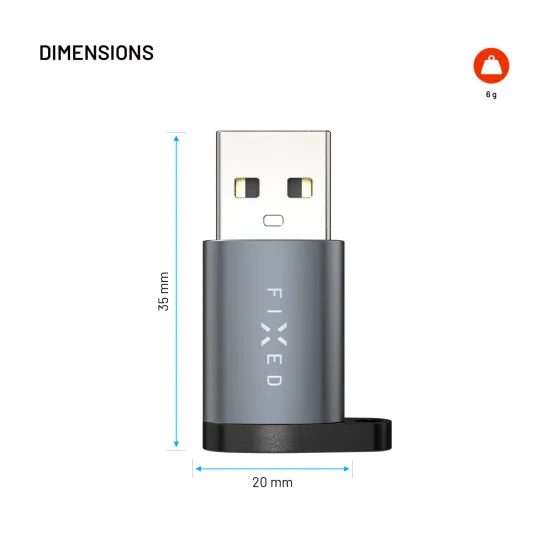 Alumínium FIXED Link adapter USB-C-ről USB-A-ra, szürke