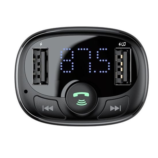 Baseus FM vysielač typ T, Bluetooth, 2x USB, microSD, čierny