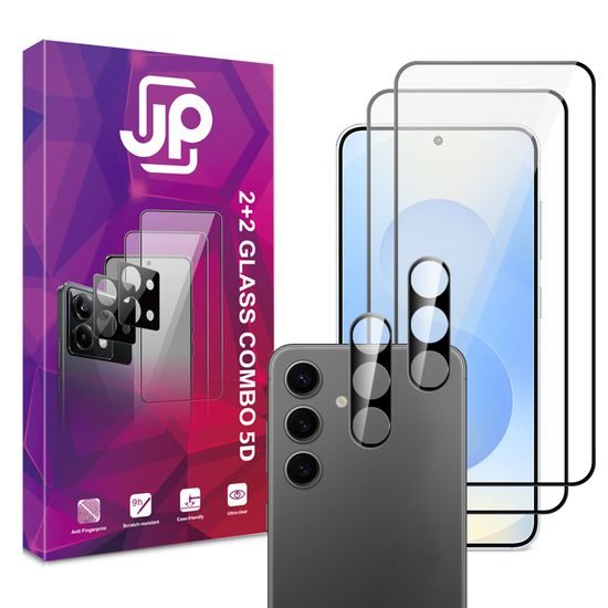 JP 5D Combo pack, Sada 2 5D tvrzených skel a 2 sklíček na fotoaparát, Samsung Galaxy S26