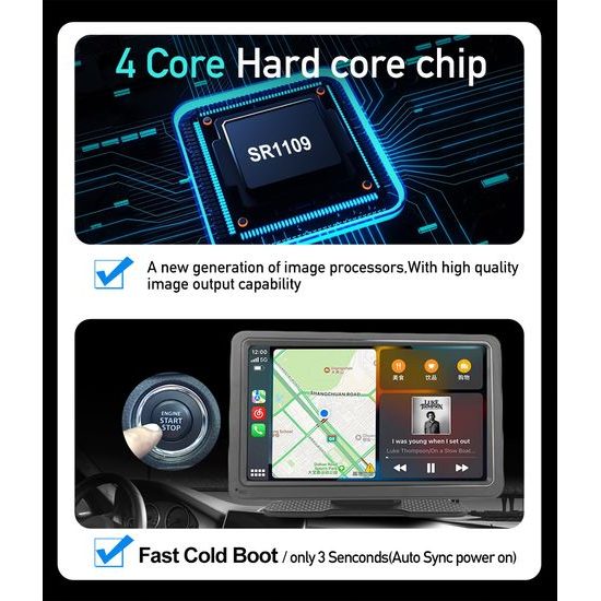 7" CarPlay zaslon za auto s bežičnim Apple CarPlay i Android Auto
