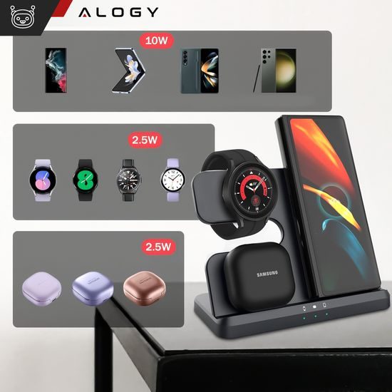 Ασύρματος φορτιστής 3σε1 για Samsung, μαύρος