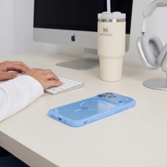Tech-Protect MagPeak MagSafe CC, iPhone 17 Pro Max / 18 Pro Max, modrý / priehľadný