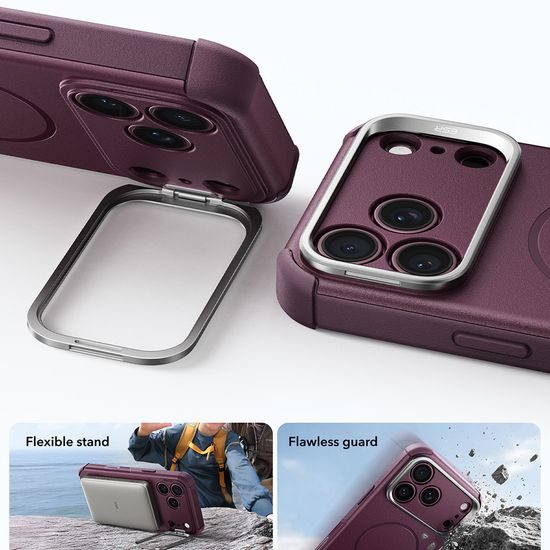 iPhone 17 Pro / 18 Pro vāciņš – ESR Cyber Armor Kickstand ar statīvu – sarkans