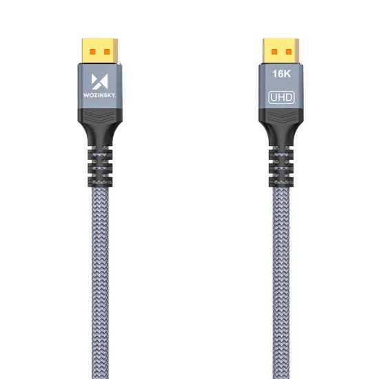 Wozinsky WPS-16AYL1S DisplayPort 2.1 kabel, HDR, HDCP, DSC, 1 m, sort