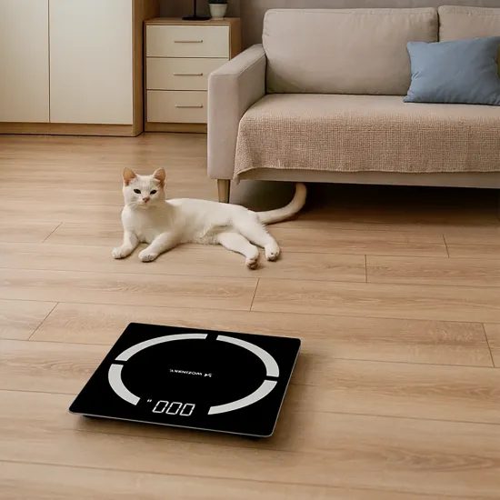 Wozinsky WIWL-30 Smarte Bluetooth Körperwaage mit 12 Körperanalyse-Funktionen und LED-Display - Schwarz
